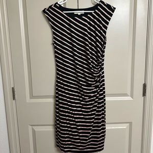 Loft Blk/Lt Pink Striped Dress